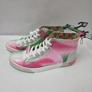 Wicked Movie High Top Sneakers Sz 10 Pink Green New Ground Up Elphaba Glynda